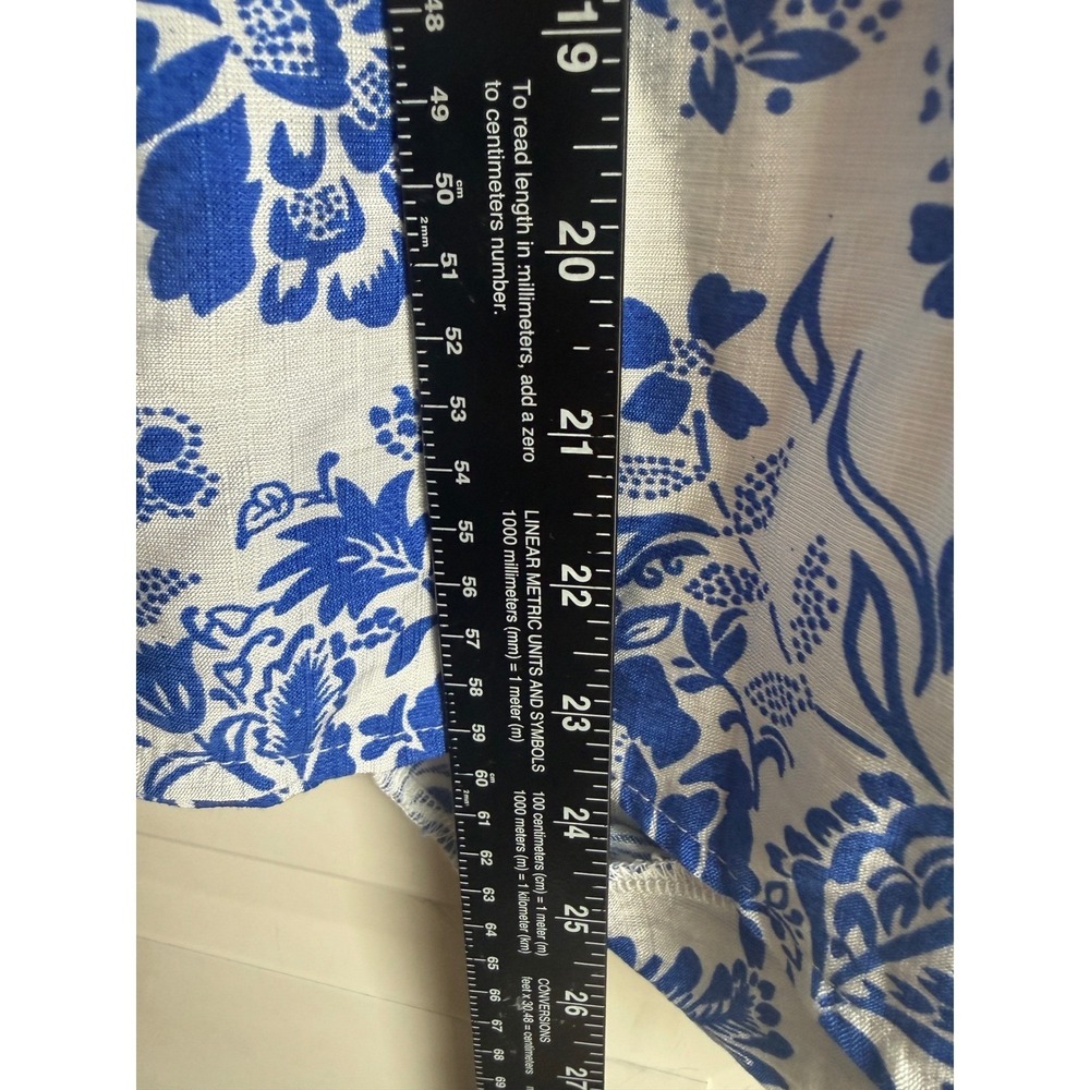 Calessa Blue White Floral Chintz Tie Front Button Shirt SM25B10 Womens Large NEW - Picture 6 of 10